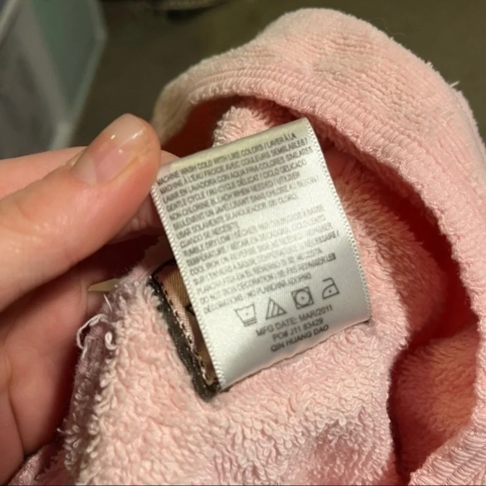 Juicy Couture Baby Pink Hooded Terry Cloth Bathrobe Crown One Size